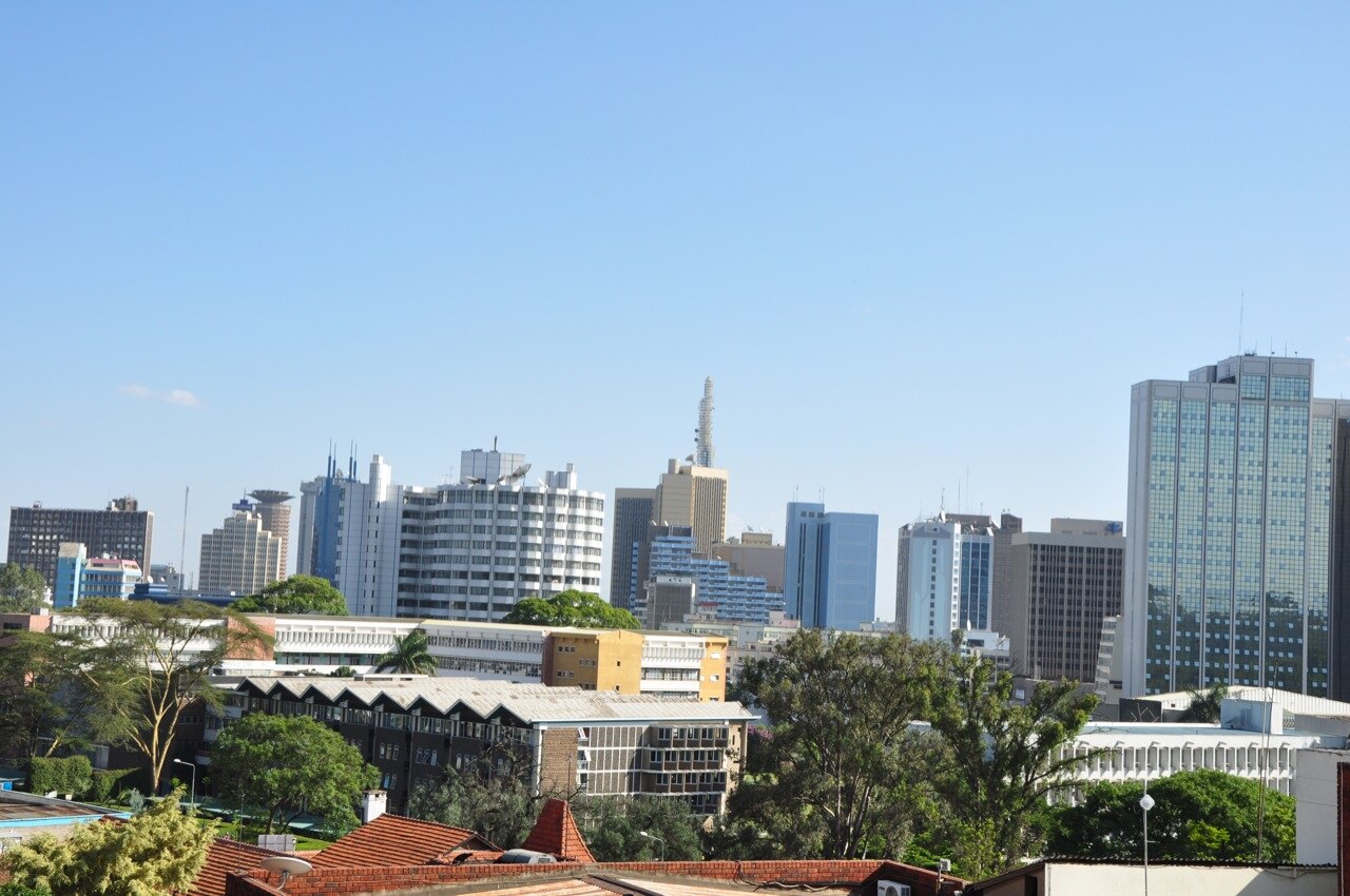 The Nairobi central business district skyline