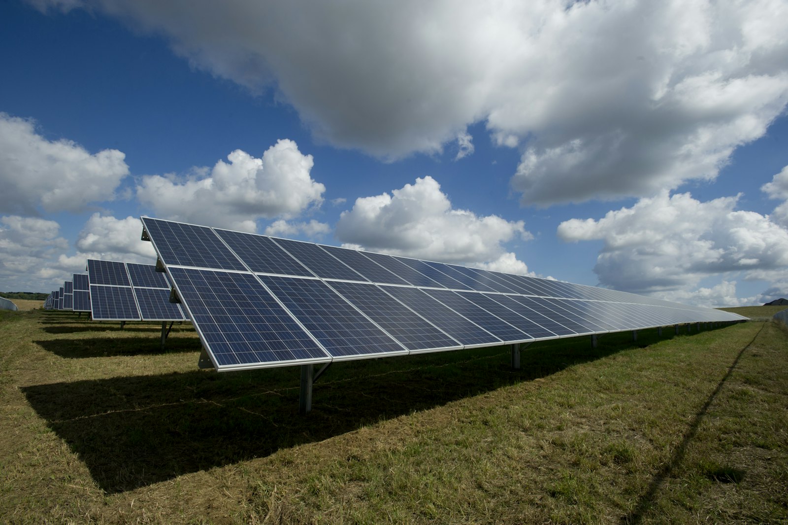A solar energy installation under an open sky